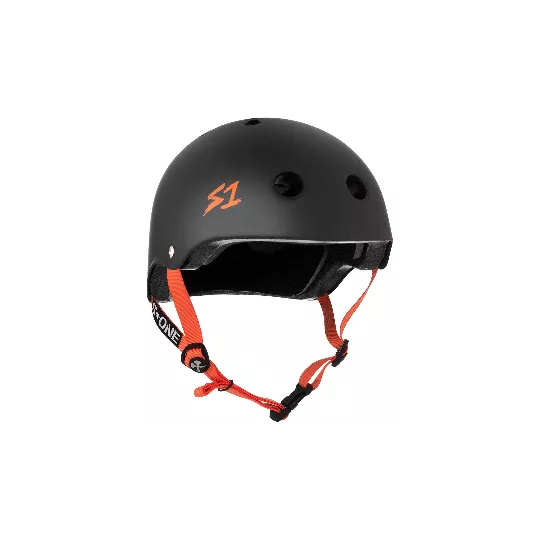 Skateboard helmet S-One LIFER BLACK MATTE ORANGE STRAPS 2024 